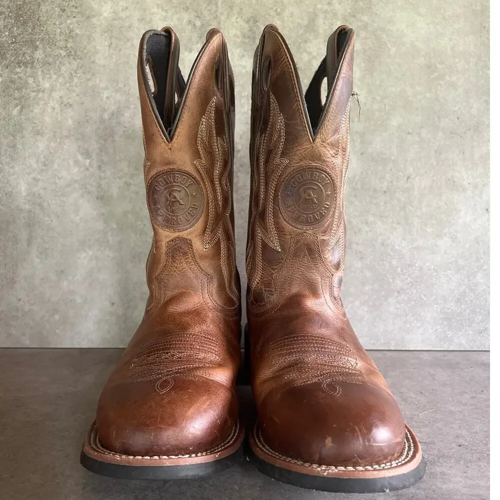 Laredo Mens Dawson Leather cowboy Boots round toe brown western extra wide width